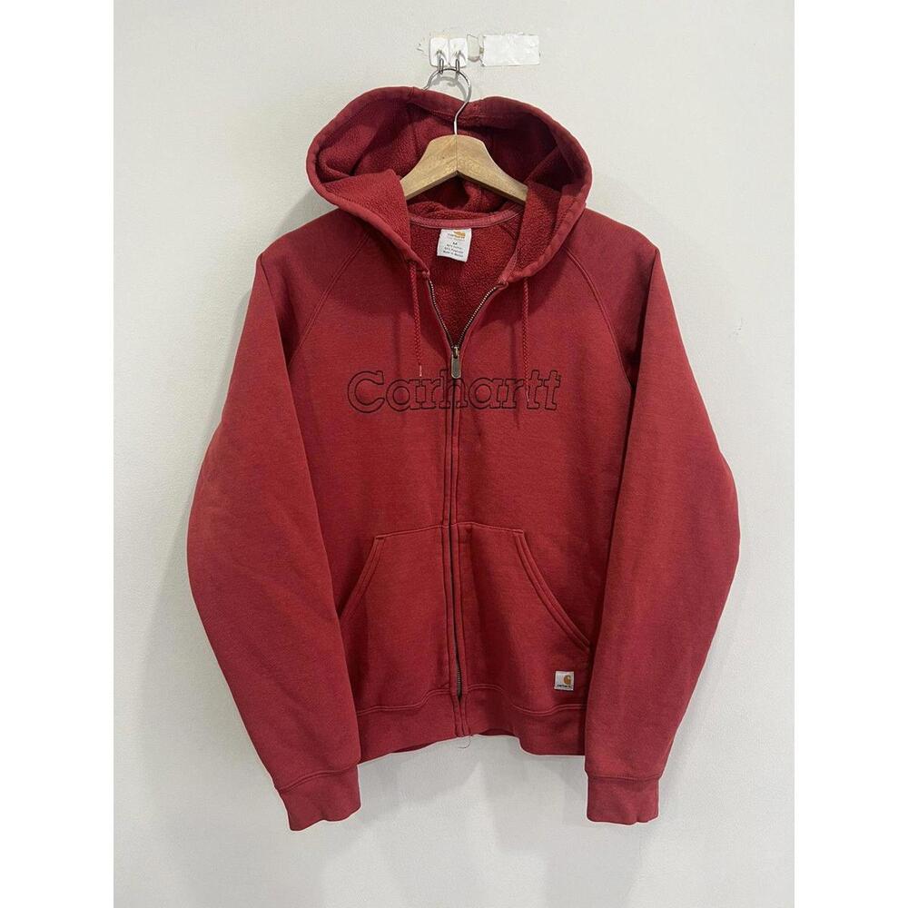 Vintage Womens Carhartt Spellout Zip Up Hoodie Sweater